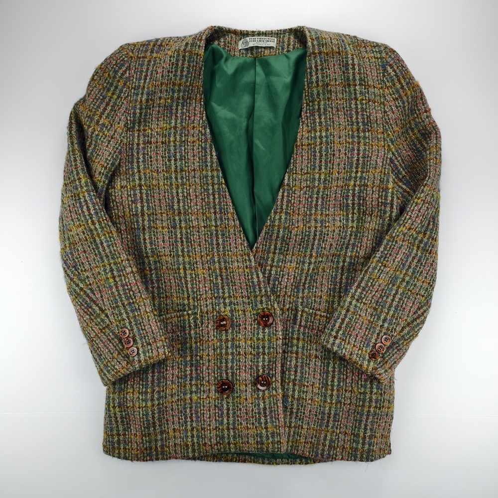 Mertelli Collection Wool Plaid Blazer Jacket Size 4 Canada Vintage Winter Layer